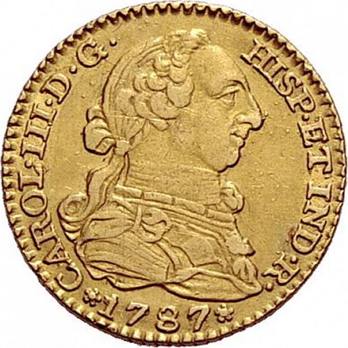 1 Escudo Obverse Image minted in SPAIN in 1787DV (1759-88  -  CARLOS III)  - The Coin Database