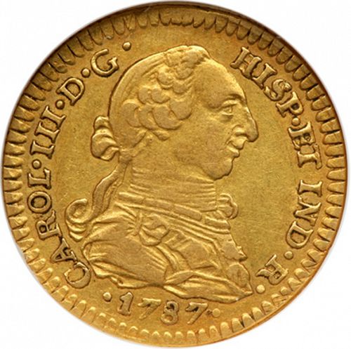 1 Escudo Obverse Image minted in SPAIN in 1787FM (1759-88  -  CARLOS III)  - The Coin Database