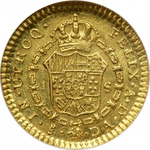 1 Escudo Reverse Image minted in SPAIN in 1779DA (1759-88  -  CARLOS III)  - The Coin Database