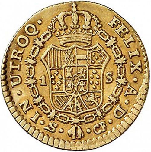 1 Escudo Reverse Image minted in SPAIN in 1781CF (1759-88  -  CARLOS III)  - The Coin Database