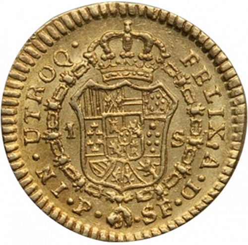 1 Escudo Reverse Image minted in SPAIN in 1781SF (1759-88  -  CARLOS III)  - The Coin Database