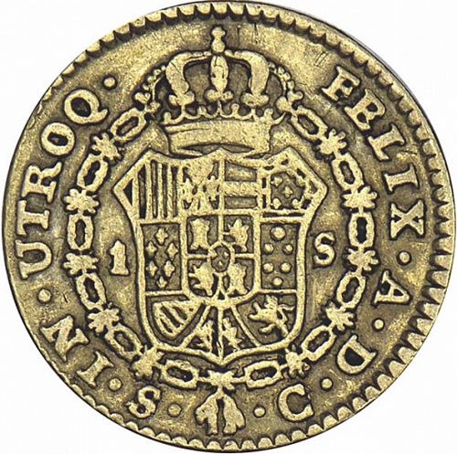 1 Escudo Reverse Image minted in SPAIN in 1785C (1759-88  -  CARLOS III)  - The Coin Database