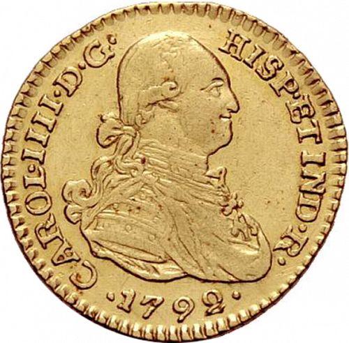 1 Escudo Obverse Image minted in SPAIN in 1792JJ (1788-08  -  CARLOS IV)  - The Coin Database