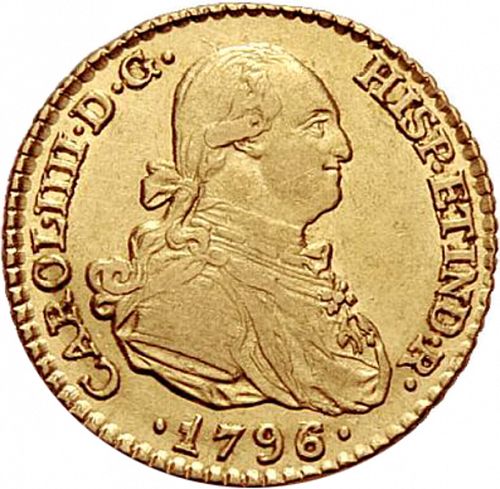 1 Escudo Obverse Image minted in SPAIN in 1796MF (1788-08  -  CARLOS IV)  - The Coin Database