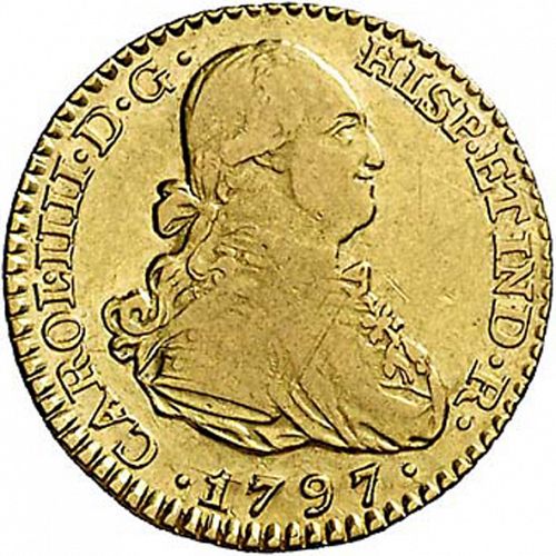 1 Escudo Obverse Image minted in SPAIN in 1797MF (1788-08  -  CARLOS IV)  - The Coin Database