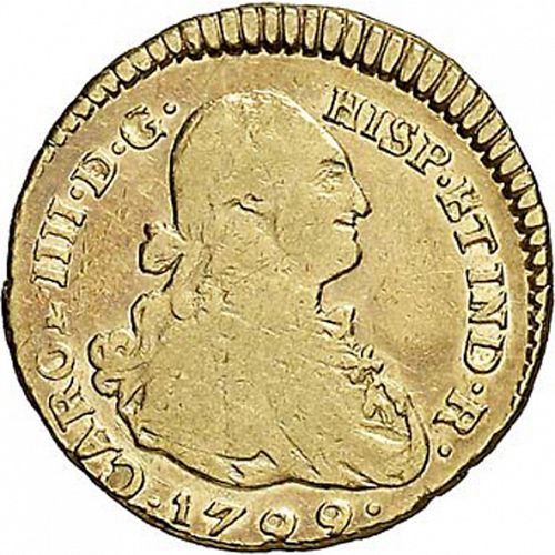 1 Escudo Obverse Image minted in SPAIN in 1799JF (1788-08  -  CARLOS IV)  - The Coin Database