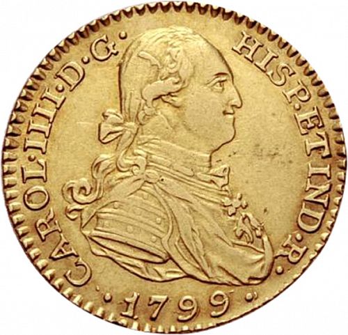 1 Escudo Obverse Image minted in SPAIN in 1799MF (1788-08  -  CARLOS IV)  - The Coin Database
