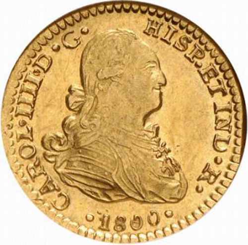 1 Escudo Obverse Image minted in SPAIN in 1800FM (1788-08  -  CARLOS IV)  - The Coin Database