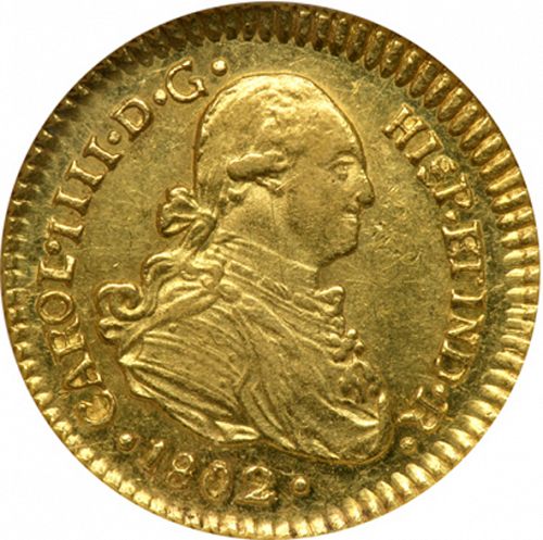 1 Escudo Obverse Image minted in SPAIN in 1802JJ (1788-08  -  CARLOS IV)  - The Coin Database