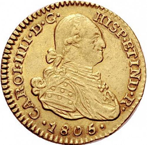 1 Escudo Obverse Image minted in SPAIN in 1805JJ (1788-08  -  CARLOS IV)  - The Coin Database