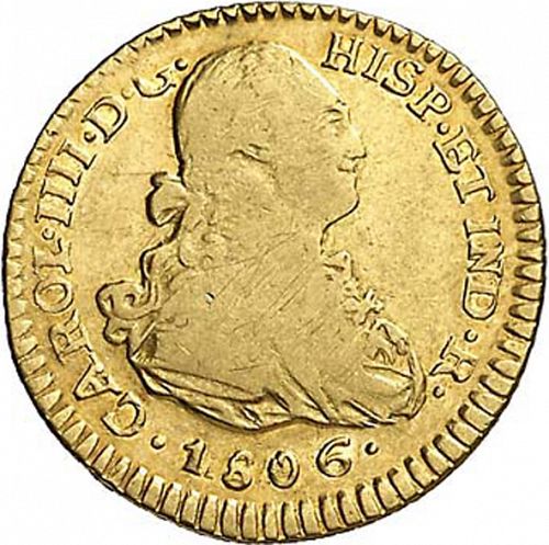 1 Escudo Obverse Image minted in SPAIN in 1806JF (1788-08  -  CARLOS IV)  - The Coin Database