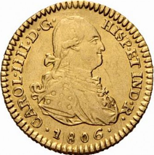 1 Escudo Obverse Image minted in SPAIN in 1806PJ (1788-08  -  CARLOS IV)  - The Coin Database