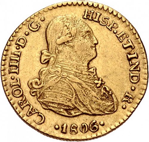 1 Escudo Obverse Image minted in SPAIN in 1806TH (1788-08  -  CARLOS IV)  - The Coin Database