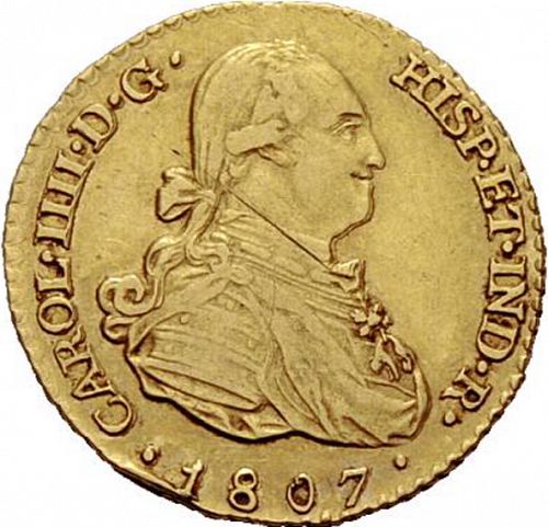 1 Escudo Obverse Image minted in SPAIN in 1807FA (1788-08  -  CARLOS IV)  - The Coin Database