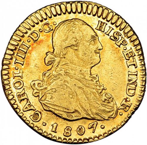 1 Escudo Obverse Image minted in SPAIN in 1807JF (1788-08  -  CARLOS IV)  - The Coin Database