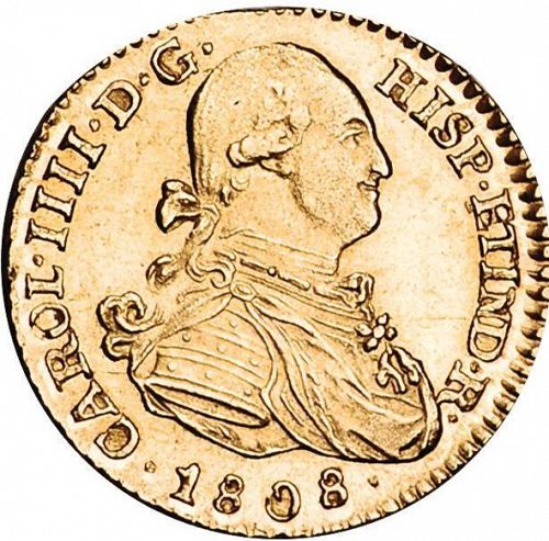 1 Escudo Obverse Image minted in SPAIN in 1808PJ (1788-08  -  CARLOS IV)  - The Coin Database