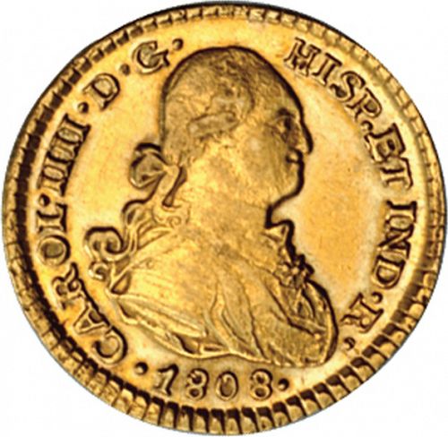 1 Escudo Obverse Image minted in SPAIN in 1808TH (1788-08  -  CARLOS IV)  - The Coin Database