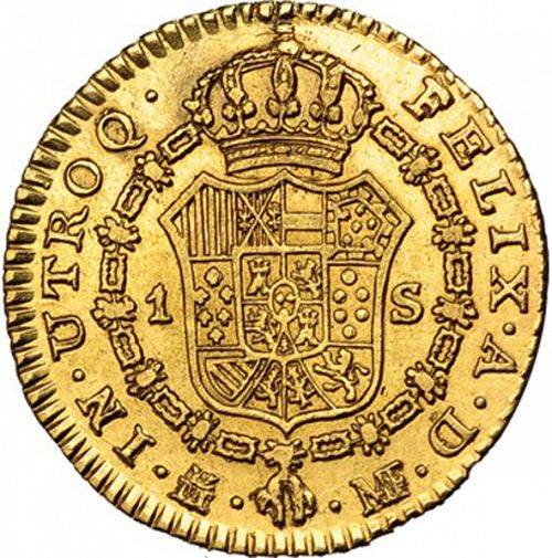 1 Escudo Reverse Image minted in SPAIN in 1789MF (1788-08  -  CARLOS IV)  - The Coin Database