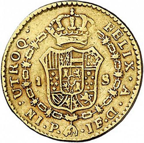 1 Escudo Reverse Image minted in SPAIN in 1796JF (1788-08  -  CARLOS IV)  - The Coin Database