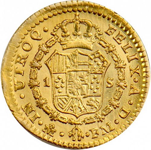 1 Escudo Reverse Image minted in SPAIN in 1798FM (1788-08  -  CARLOS IV)  - The Coin Database