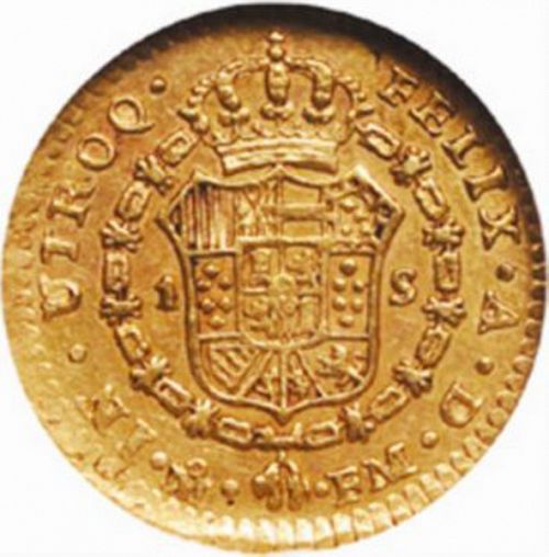 1 Escudo Reverse Image minted in SPAIN in 1799FM (1788-08  -  CARLOS IV)  - The Coin Database
