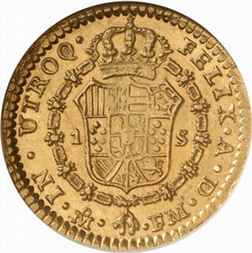 1 Escudo Reverse Image minted in SPAIN in 1800FM (1788-08  -  CARLOS IV)  - The Coin Database