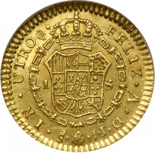 1 Escudo Reverse Image minted in SPAIN in 1802JJ (1788-08  -  CARLOS IV)  - The Coin Database