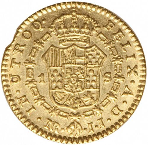 1 Escudo Reverse Image minted in SPAIN in 1803JJ (1788-08  -  CARLOS IV)  - The Coin Database