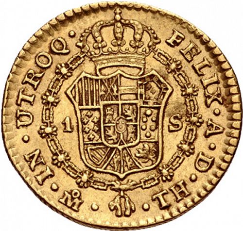 1 Escudo Reverse Image minted in SPAIN in 1806TH (1788-08  -  CARLOS IV)  - The Coin Database