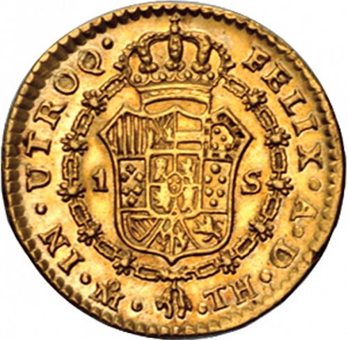 1 Escudo Reverse Image minted in SPAIN in 1808TH (1788-08  -  CARLOS IV)  - The Coin Database