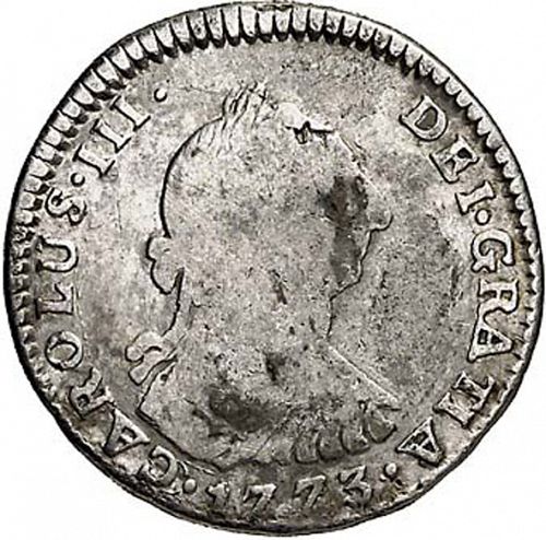 1 Real Obverse Image minted in SPAIN in 1773DA (1759-88  -  CARLOS III)  - The Coin Database