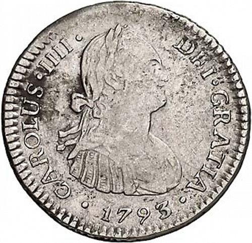 1 Real Obverse Image minted in SPAIN in 1793DA (1788-08  -  CARLOS IV)  - The Coin Database