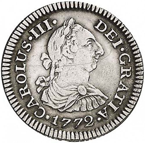 half Real Obverse Image minted in SPAIN in 1772FM (1759-88  -  CARLOS III)  - The Coin Database