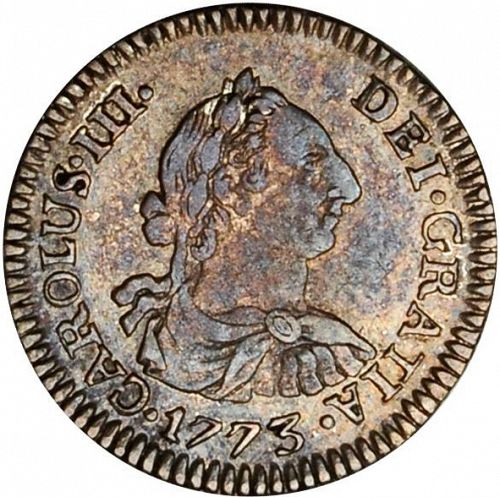 half Real Obverse Image minted in SPAIN in 1773JR (1759-88  -  CARLOS III)  - The Coin Database