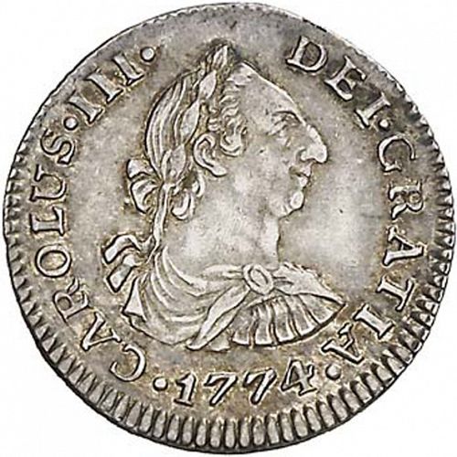 half Real Obverse Image minted in SPAIN in 1774FM (1759-88  -  CARLOS III)  - The Coin Database