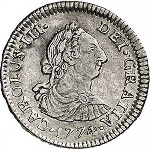 half Real Obverse Image minted in SPAIN in 1774JR (1759-88  -  CARLOS III)  - The Coin Database