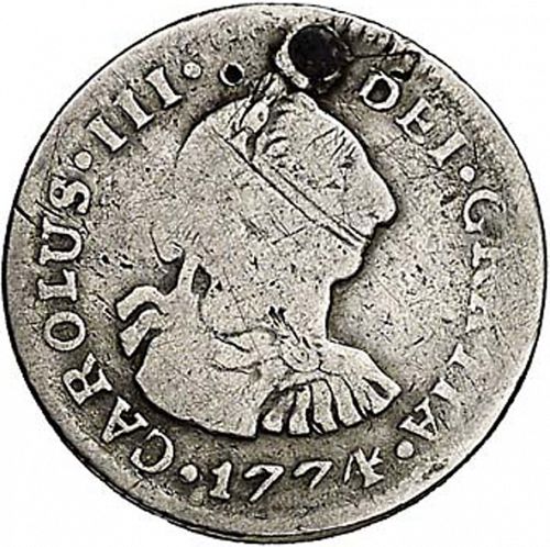 half Real Obverse Image minted in SPAIN in 1774JS (1759-88  -  CARLOS III)  - The Coin Database