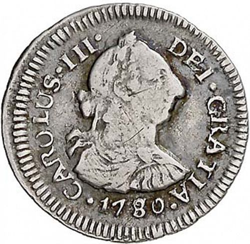 half Real Obverse Image minted in SPAIN in 1780DA (1759-88  -  CARLOS III)  - The Coin Database