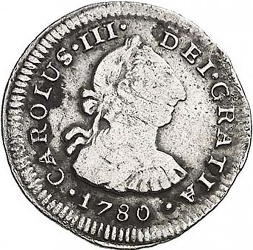 half Real Obverse Image minted in SPAIN in 1780MI (1759-88  -  CARLOS III)  - The Coin Database