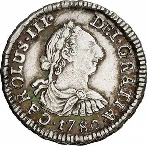 half Real Obverse Image minted in SPAIN in 1780PR (1759-88  -  CARLOS III)  - The Coin Database