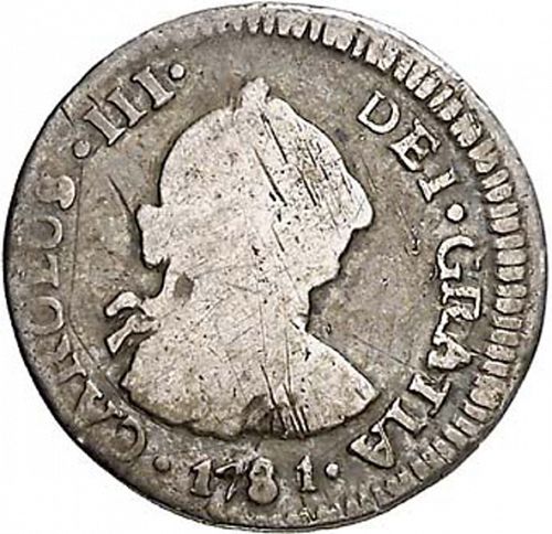 half Real Obverse Image minted in SPAIN in 1781DA (1759-88  -  CARLOS III)  - The Coin Database