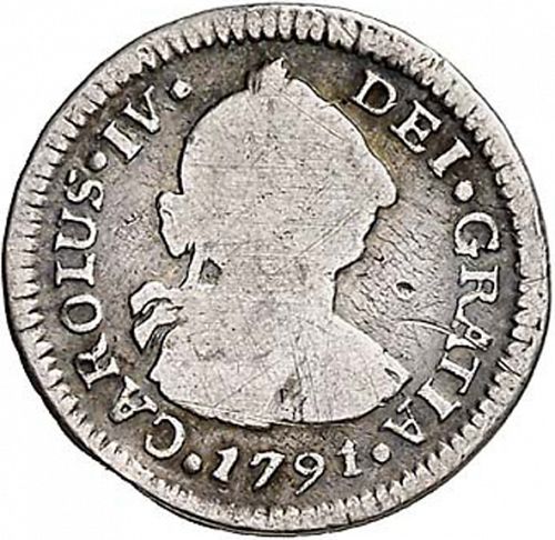 half Real Obverse Image minted in SPAIN in 1791DA (1788-08  -  CARLOS IV)  - The Coin Database