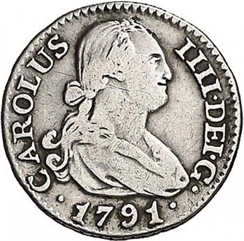 half Real Obverse Image minted in SPAIN in 1791MF (1788-08  -  CARLOS IV)  - The Coin Database