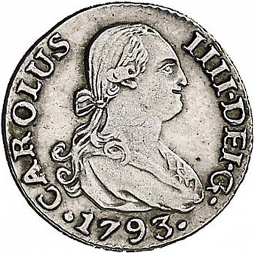 half Real Obverse Image minted in SPAIN in 1793CN (1788-08  -  CARLOS IV)  - The Coin Database