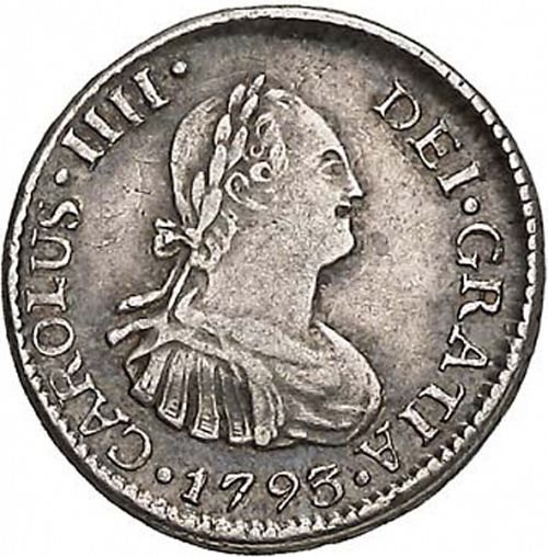 half Real Obverse Image minted in SPAIN in 1793DA (1788-08  -  CARLOS IV)  - The Coin Database
