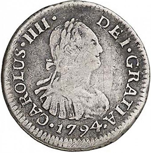 half Real Obverse Image minted in SPAIN in 1794DA (1788-08  -  CARLOS IV)  - The Coin Database