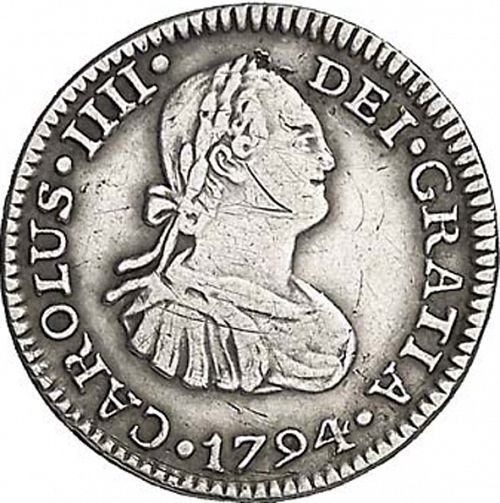half Real Obverse Image minted in SPAIN in 1794FM (1788-08  -  CARLOS IV)  - The Coin Database