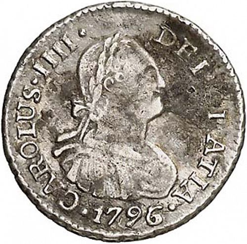 half Real Obverse Image minted in SPAIN in 1796DA (1788-08  -  CARLOS IV)  - The Coin Database