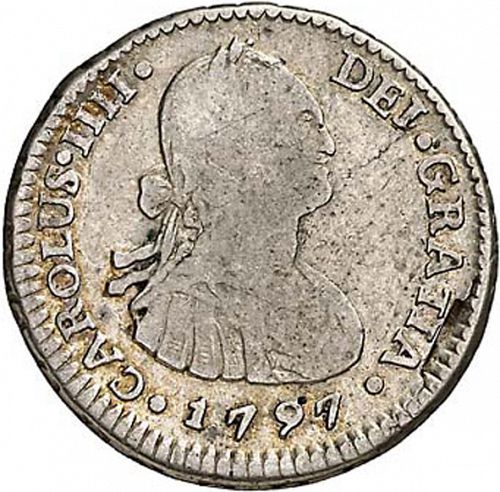 half Real Obverse Image minted in SPAIN in 1797DA (1788-08  -  CARLOS IV)  - The Coin Database