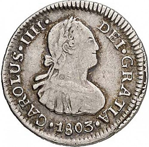 half Real Obverse Image minted in SPAIN in 1803FJ (1788-08  -  CARLOS IV)  - The Coin Database
